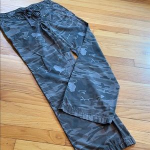 Black and gray camouflage pants